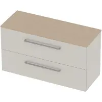 Basic Line Deck 46 Badmeubel 120x46x62cm - Opbouwgreep - Topblad Sand Stone - Zonder Kraangat - Ice White - Badkamermeubels, Badmeubel Sets
