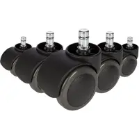 Hjh OFFICE 5x ROLO No-Noise 11mm/50mm Harde bodem - Bureaustoelwielen Zwart