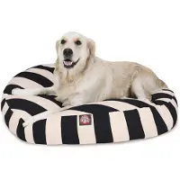 Majestic Pet Zwarte, verticale strepen, groot, rond, binnen- en buiten gebruik, huisdiervolledig bed voor honden