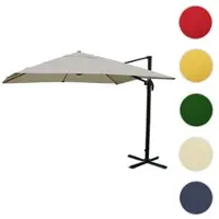 Mendler Gastronomie-scherm met pergola, model HWC-A96, 3x3 meter (diameter 4,24 meter), polyester, aluminium/staal, 23 kg, kleur crème-grijs, zonder standaard, draaibaar
