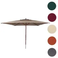 Mendler Gastronomie houten zonnescherm HWC-C57b, tuinscherm, polyester/hout, 17 kg, vierkant, 3x3 meter, met touwbediening, schokbestendig, kleur: taupe