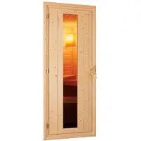Karibu Sauna Jarin (Eckeinstieg), volledig glazen deur, bronskleurig, zonder accessoires
