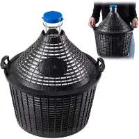 Kadax Glazen ballon, fermentatieballon met kunststof mand, rubberen stop, smalle opening, wijnballon, fles, glazen fles, gallon, gistingsfles, glazen gistballon, gallon, gallon, gistballon,