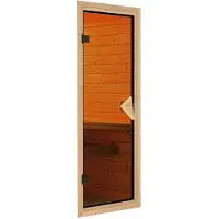 Karibu Sauna, binnencabine Amara, sauna met 3 houten zitbanken, natuurlijke afwerking. Wanddikte: 40 mm. Infraroodsauna