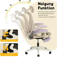 STILVORA Ergonomische Bureaustoel 67 Cm - Klapbare Rugleuning Met 3D Hoofdsteun En Lendensteun - Werkplek en Studie - Paars Mesh