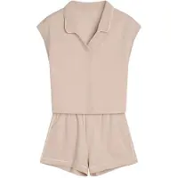 Esotiq Remi Serie - Dames Loungewear Set - Zandkleur - Katoen - Korte Mouw