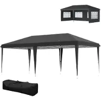 Outsunny paviljoen, ongeveer 3x6 meter, waterdicht, opklapbaar paviljoen met 4 zijwanden