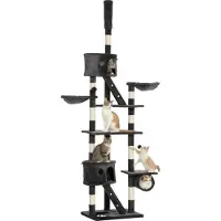 Fortuna Lai Krabbenboom, tot aan het plafond, 240-260 cm hoog, geschikt voor grote katten. Klimboom met sisal touw in donkergrijs, voor spelen en ontspanning