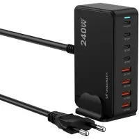 Wozinsky Desktop laadstation 4x USB-A 4x USB-C GaN QC3 240W - Zwart