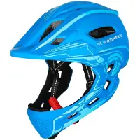 Wozinsky Kinderfietshelm met integraalgezicht en USB-achterlicht, maat 52-56 cm - blauw