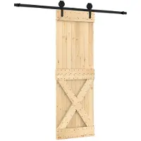 Syfax Schuifdeur Naturel en Zwart 70 x 210 cm Massief Grenenhout