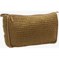 Madam Stoltz - gewatteerde velvet toilettas – Caramel – 30 x 10 x 20 cm