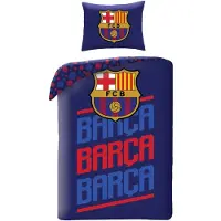 FC Barcelona beddengoed, 140x200 cm + 70x80 cm, 100% katoen, FCB-4515BL, donkerblauw, officieel gelicenseerd product