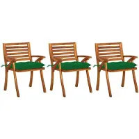 vidaXL Tuinstoelen met kussens, 3 stuks. Massief acaciahout