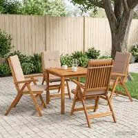 vidaXL 5-delige tuin eetset Naturel Massief Acacia Hout