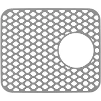 Gistuch Spoelbakmat, siliconen beschermer met zijdelingse afvoergat, antislip, krasbestendig, eenvoudig onderhoud, rooster voor keuken en huis, grijs