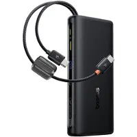 Baseus Powerbank 20000mAh 100W met display en ingebouwde USB-C-kabels - zwart