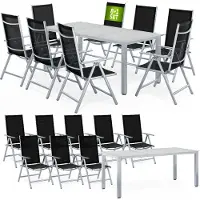 Casaria Tuinset Bern 9-delig Zilver Aluminium Matglas