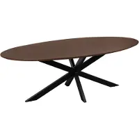 QUVIO Eettafel Sofia - Ovaal - 220x100 cm - Stalen kruispoot - FSC gecertificeerd mangohout - Bruin