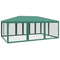 vidaXL Partytent met 10 mesh-zijpanelen, groen, 6x4 meter, HDPE