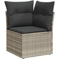 vidaXL 7-delige Loungeset met kussens poly rattan lichtgrijs