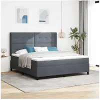 vidaXL Boxspringbed met hoofdeinde, donkergrijs, 180 x 200 cm, fluweel