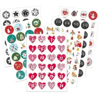 Sonstiges Adventskalender cijferstickers, 5 sets met elk 24 ronde stickers van 4 cm, geschikt voor adventskalenders