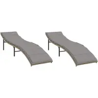 vidaXL Ligstoelen 2 st met kussens poly rattan beige