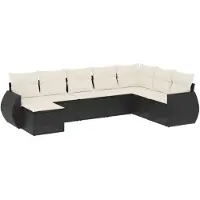 vidaXL 8-delige Loungeset met kussens poly rattan zwart