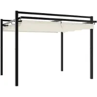 vidaXL Tuinpaviljoen met uitschuifbaar dak, crème kleur, 3x3 meter, aluminium