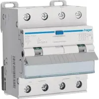 Hager foutstroombeveiligingsschakelaar 4-polig, 10kA, type B, 13A, 30mA, type A, voor 230 - 400 V