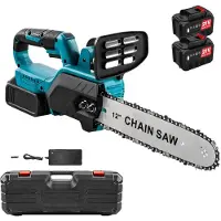 OEM Elektrische kettingzaag, borstelloze motor, efficiënt zagen, 2 batterijen, 1 EU-stekker