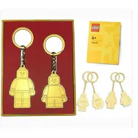 LEGO Gouden metalen sleutelhanger (artikelnummer 109871) voor Vaderdag: sleutelhangers met het thema "Papa en zoon"