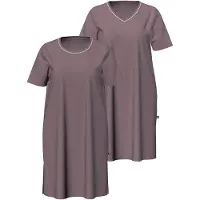 Ulla Popken - Dames - Bigshirts set van 2 ronde hals/V-hals korte mouw - Aarde - Maat 58+