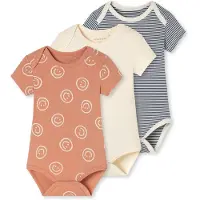 Schiesser Rompertje/body 'Fine Rib Multi' crème / ecru / blauw / oranje