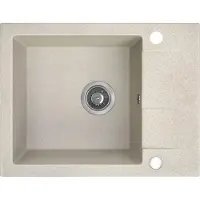 Kuchinox BADLAND Granitochtende, enkele spoelbak, model SHIRE, 44x56 cm, beige, met korte afvoergoot | Sifon inbegrepen!