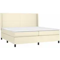 vidaXL Boxspring met matras kunstleer crèmekleurig 200x200 cm