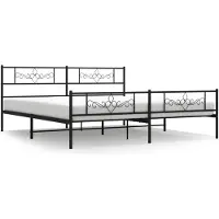 vidaXL Bedframe met hoofdeinde en voeteneinde, zwart metaal, 200x200 cm