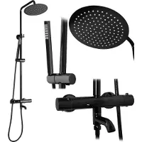 REA Doucheset Lungo Black Metallic Met Thermostaat