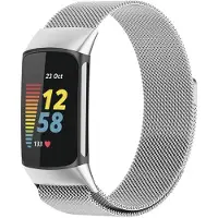 IMoshion Milanees magnetisch bandje voor de Fitbit Charge 5 / 6 - Maat M - Zilver