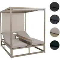 Mendler Alu lounge-tuinstoel HWC-P81, ligbed/daybed, met 10 cm dikke kussens (220 g/m²) van 196x165x196 cm, kleur beige, kussens beige