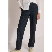 Cecil Dames Broek met High Waist en Straight Leg pijpen met luipaardprint - Blauw - L