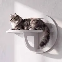 Mendler Kletterwand HWC-Q57, platform voor katten, kattenmeubel, kattentrap, hout gecertificeerd, 28x39x22cm, kleur: wit