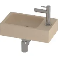 Proline HIT Fonteinset Hardsteen Kraangat Links 40x23x10 cm Sand Stone Chroom