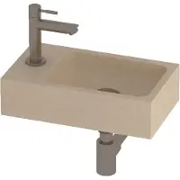 Proline HIT Fonteinset Hardsteen Kraangat Rechts 40x23x10 cm Sand Stone Geborsteld Nikkel