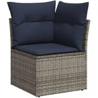 vidaXL 9-delige loungeset voor de tuin met kussens, grijs, kunststof vlechtwerk