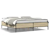 vidaXL Bedframe bewerkt hout metaal sonoma eikenkleurig 180x200 cm