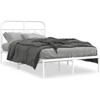 vidaXL Bedframe met hoofdeinde, metaal, wit, 120x200 cm