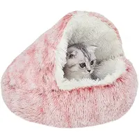 Merkloos Donutvormig dierenbed van pluche, 50 cm
