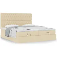 vidaXL Ottoman bed met matrassen 160x200cm stof crèmekleurig